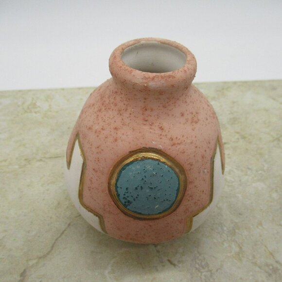 KOPA Vase Native American Pottery Pink Turquoise Blue 22k Gold Mesa Arizona NA - Picture 11 of 11